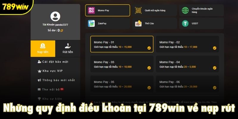Những quy định điều khoản tại về dịch vụ nạp rút